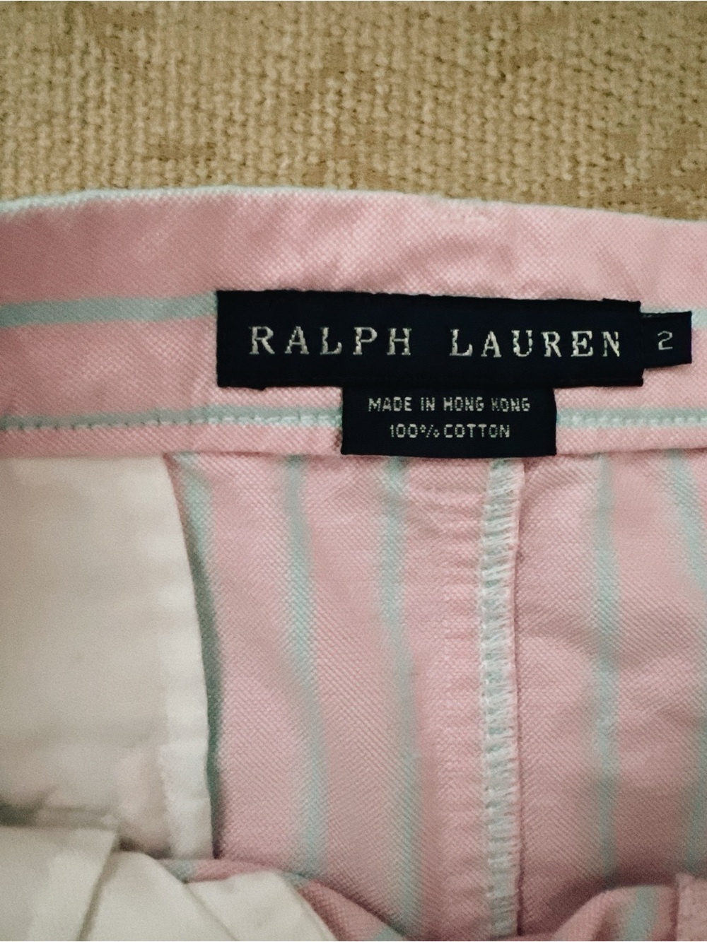 Ralph Lauren Pink and Light Blue Striped Girlâs Shorts Size 2